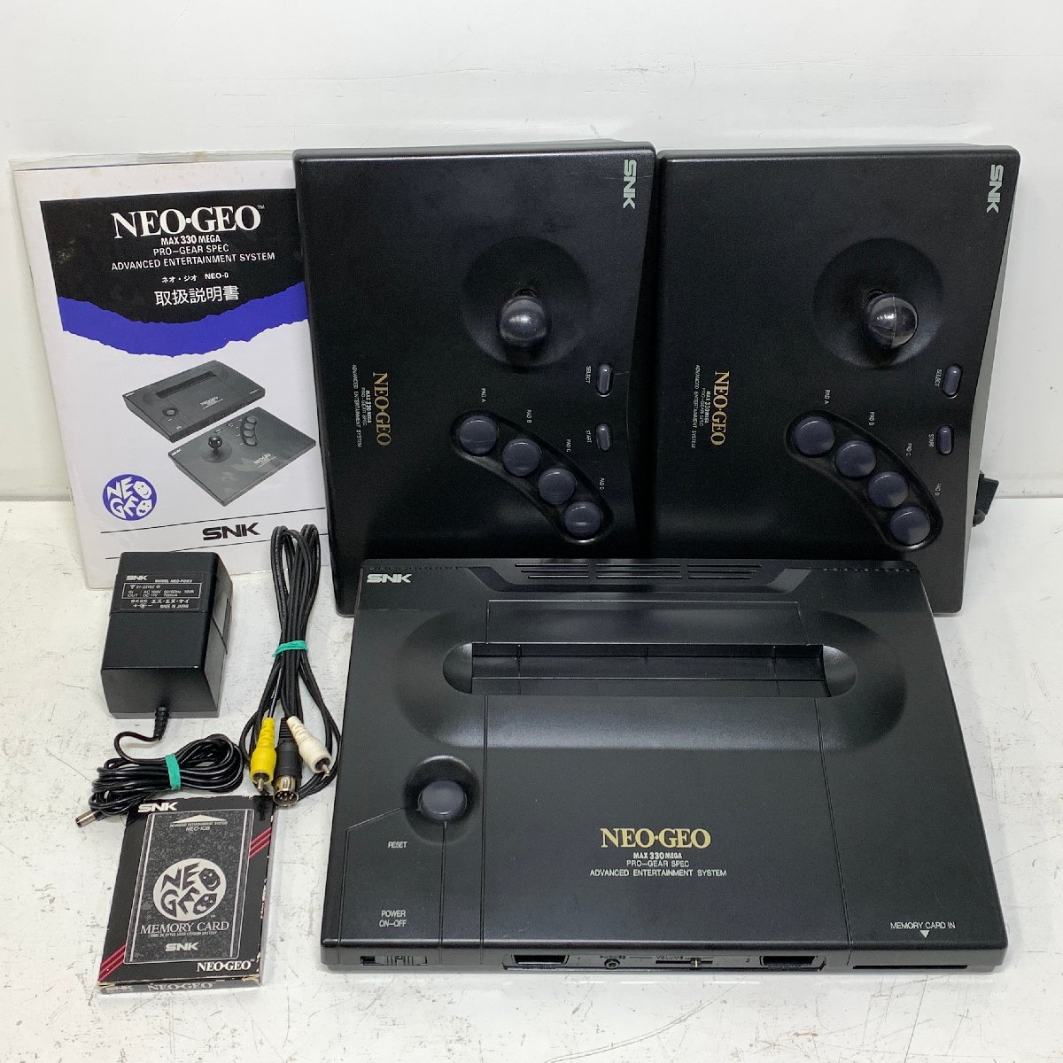 NEOGEO 本体 スティックコントローラー2台 取扱説明書 箱 セット 動作 