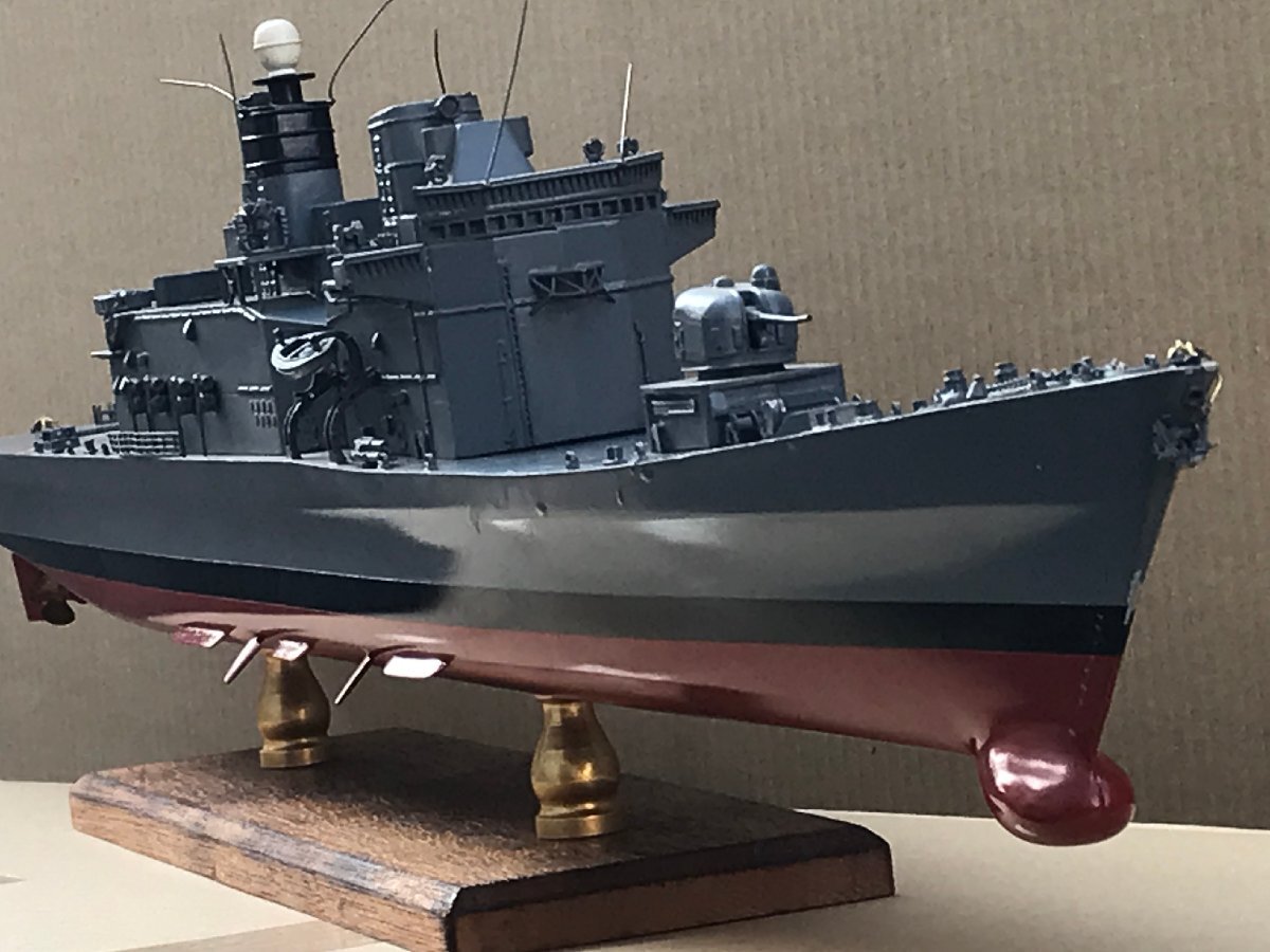 戦艦模型 詳細不明 全長約80cm 重量4kg 台座付き