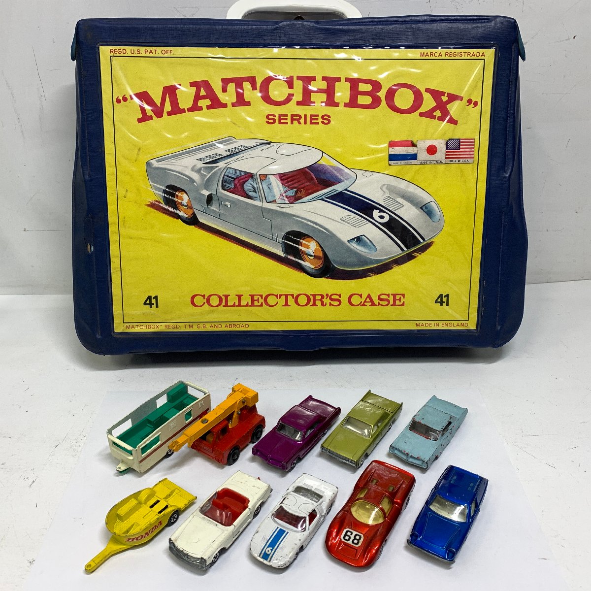 【ジャンク】MATCHBOX ミニカー 10台まとめて コレクターズケース付き マッチボックス LESNEY ポルシェ910 フォードGT 他