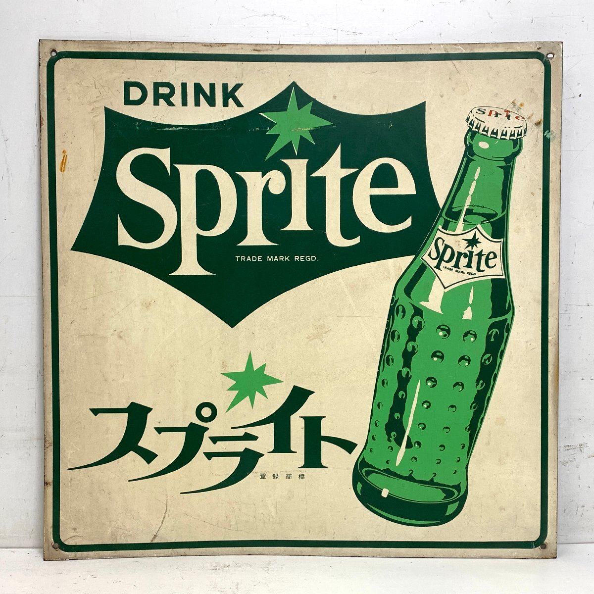 スプライト 金属製看板＜43.5x43.5cm＞DRINK Sprite 昭和レトロ 当時物