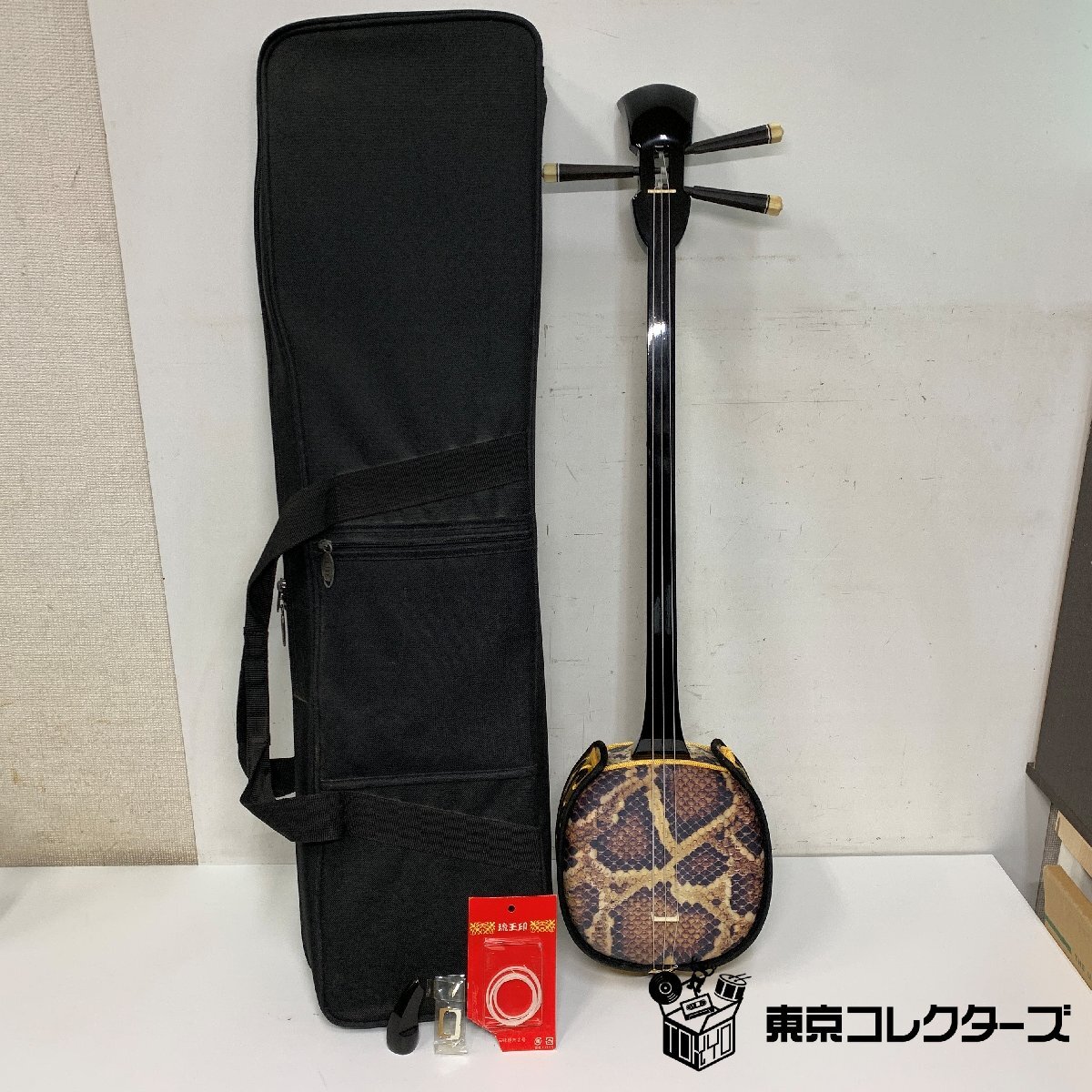 沖縄三線 入門・初心者用＜ケース付き＞プリント三線 人口皮