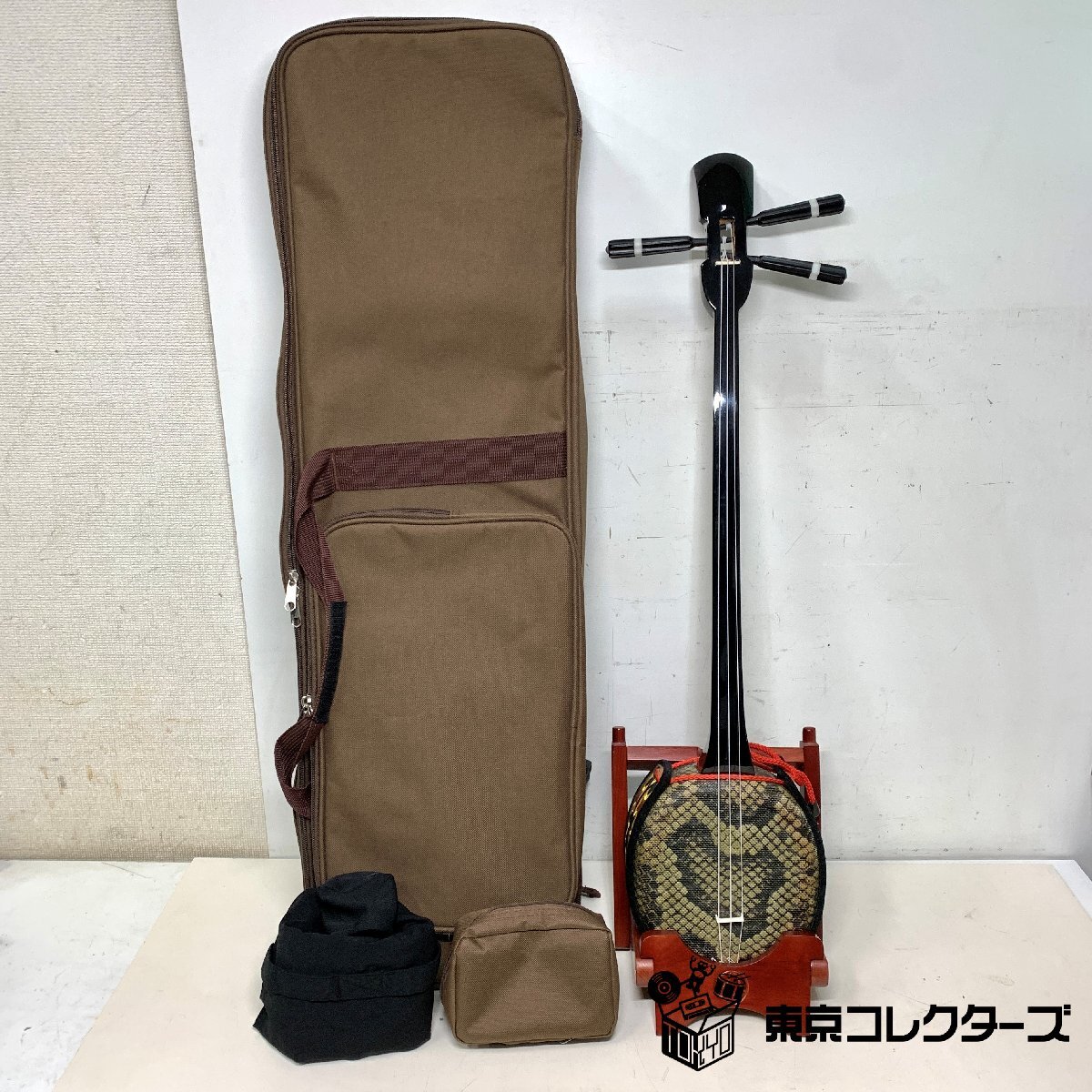 沖縄三線 ケース・スタンド付き プリント三線 人口皮